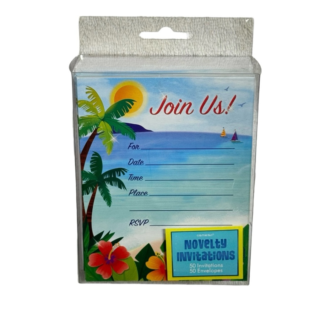 Amscan novelty invitations and envelopes. Set of 50 brand new in package cards!